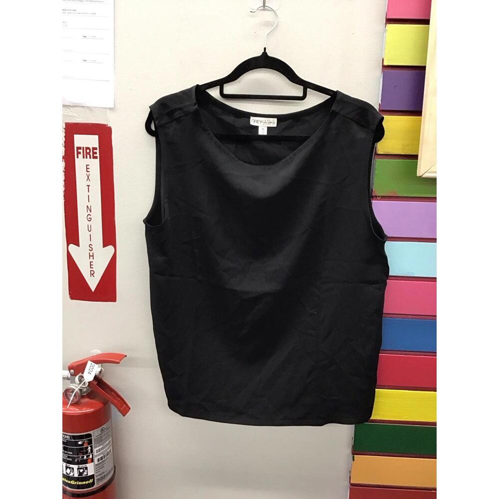 Sebastian grey tank blouse size medium new from HSN black